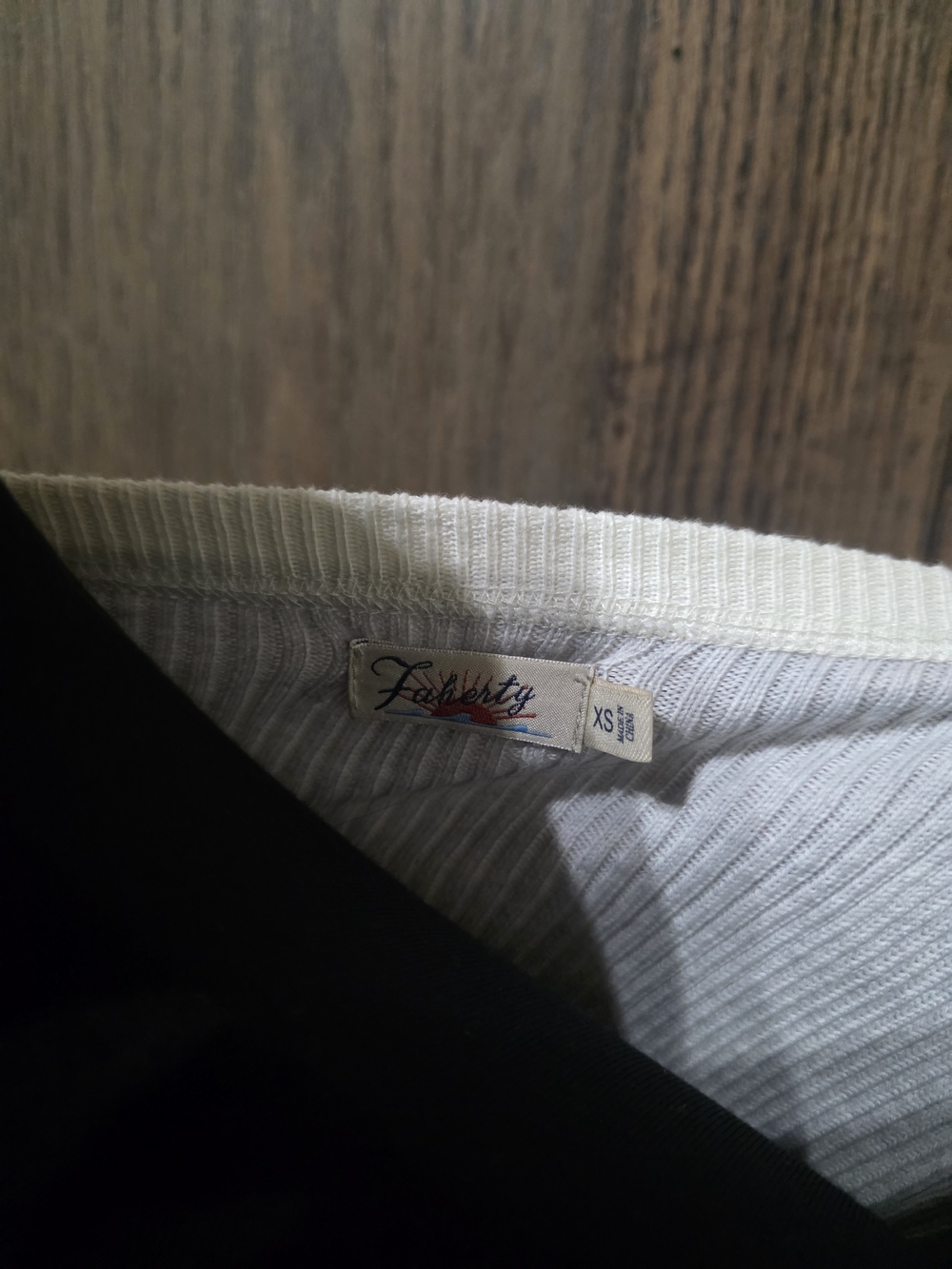 Faherty Cream Ribbed Scoop Henley Sweater - Picture 3 of 4